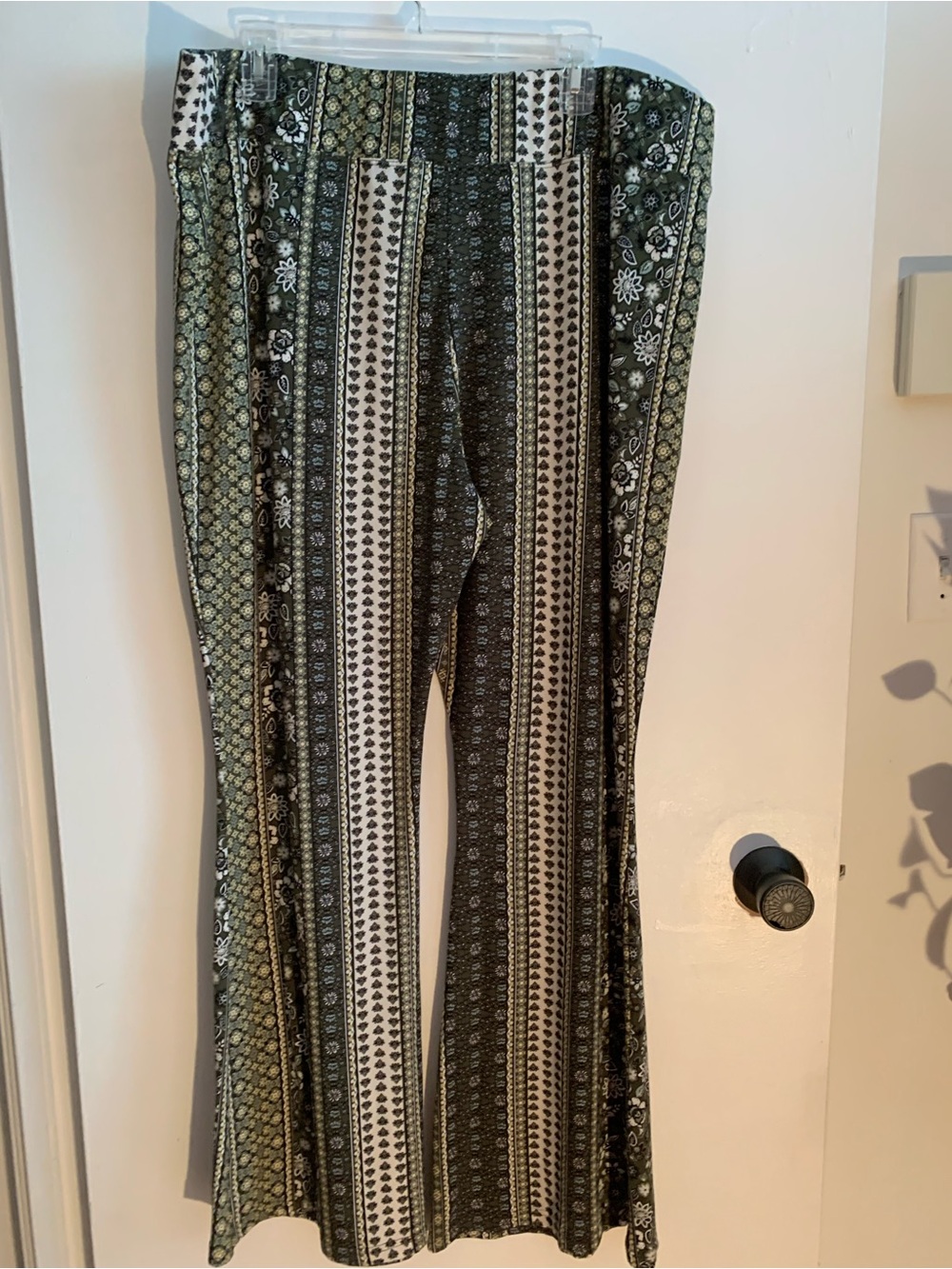 my Style , Women's Boho style Patterned Wide-Leg Women’s Pants - Green/Cream - Picture 3 of 4